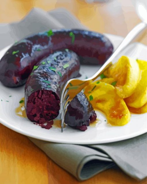 Black Boudin With Apples paint by number