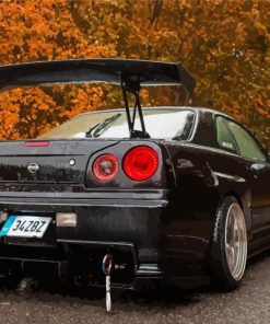 Black Nissan Skyline R34 paint by number