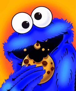Blue Cookie Monster paint by number