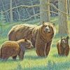 Brown Bear Family paint by number