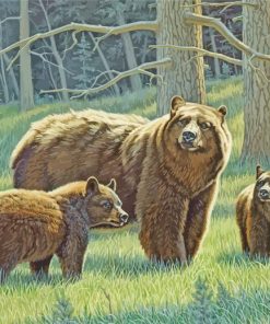 Brown Bear Family paint by number