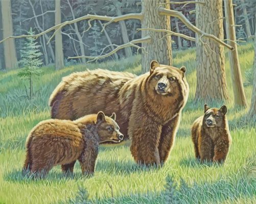 Brown Bear Family paint by number