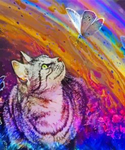 Cat With Butterflies Art paint by number