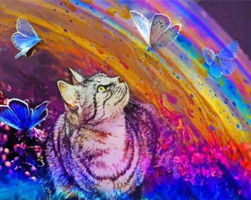 Cat With Butterflies Art paint by number