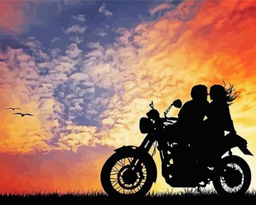 Couples On Motorcycle Art paint by number