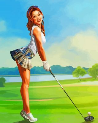 Cute Golf Lady paint by number