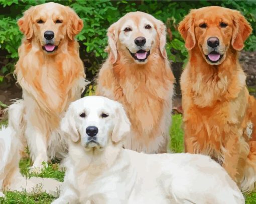 English Cream Golden Retriever Dogs paint by number