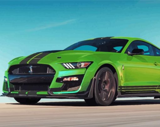 Green Mustang Ford paint by number