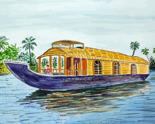 House Boat Art paint by number