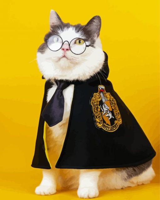 Hufflepuff Kitty paint by number