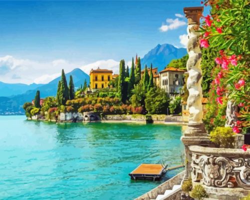 Italian Lakes Villa Monastero Lake Como paint by number