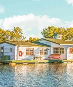 Lake Side Cabins Art paint by number