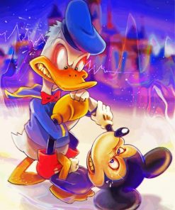 Mickey Mouse And Donald Duck Fighting paint by number