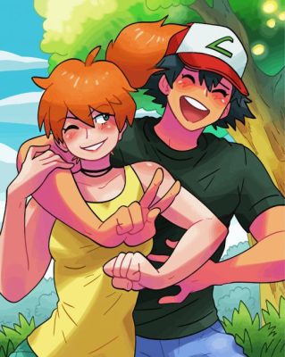 Pokemon Misty And Ash paint by number