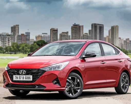 Red Hyundai Verna paint by number