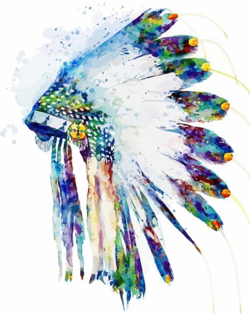 Splatter Indian Headdress Paint paint by number