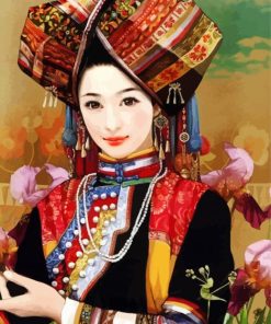 Traditional Girl In China Dress paint by number