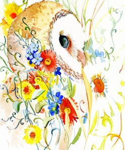 Abstract Owl With Flowers paint by number