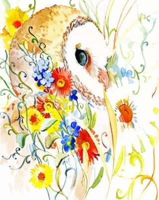 Abstract Owl With Flowers paint by number