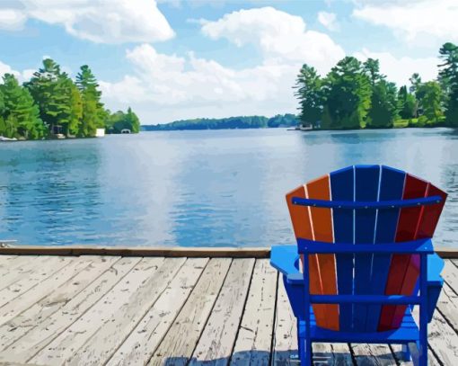 Adirondack Chair By Lake paint by number