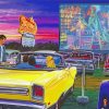 Aesthetic Classic Cars In Drive Ins paint by number
