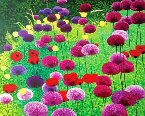 Alliums And Poppies paint by number