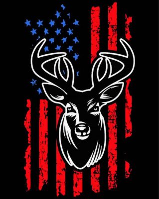 American Flag Deer Paint by number