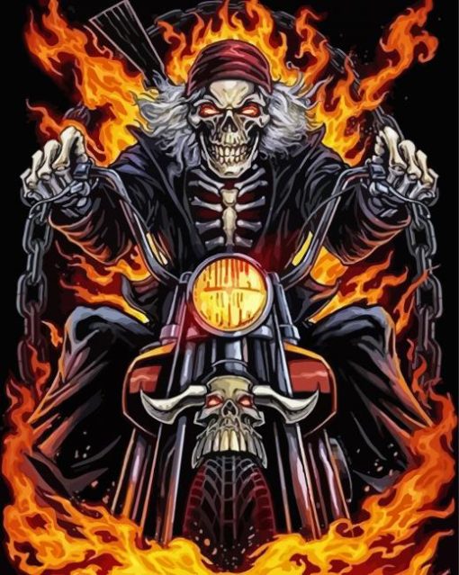 Biker Skull paint by number