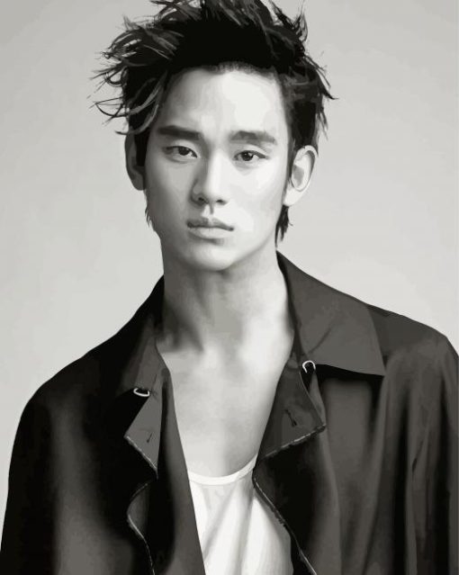 Black And White Kim Soo Hyun paint by number