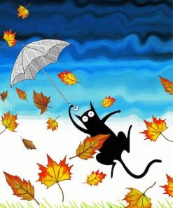 Black Cat Umbrella paint by number