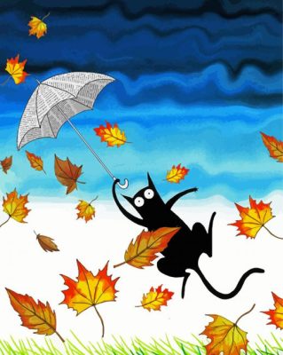 Black Cat Umbrella paint by number