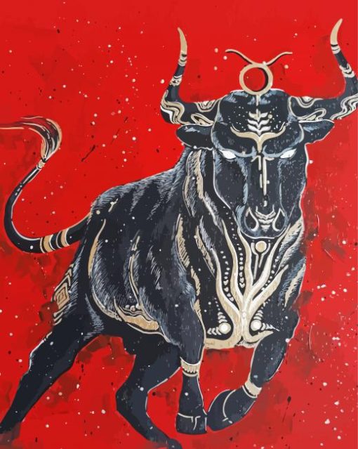 Black Taurus The Bull paint by number