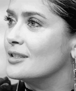 Black And White Salma Hayek Side Profile paint by number