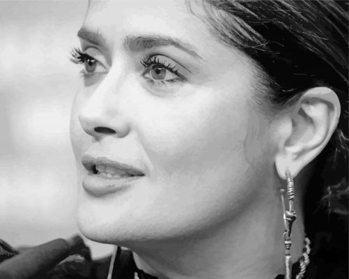 Black And White Salma Hayek Side Profile paint by number