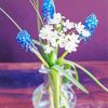 Blue And White Flowers In Vase paint by number