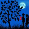 Boy Girl Moon Silhouette paint by number