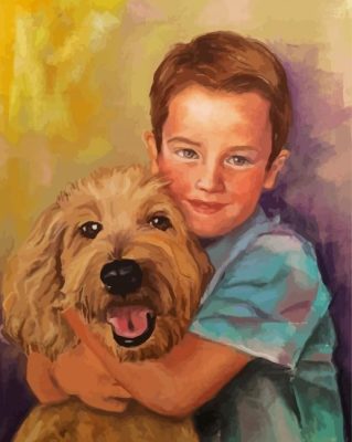 Boy With Dog paint by number