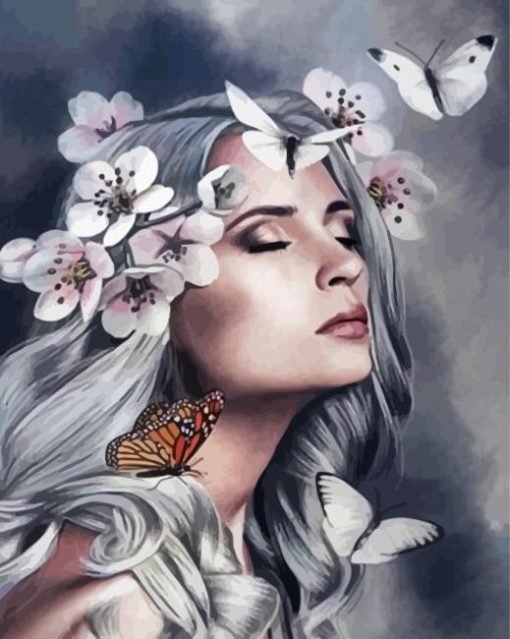 Butterflies Woman paint by number