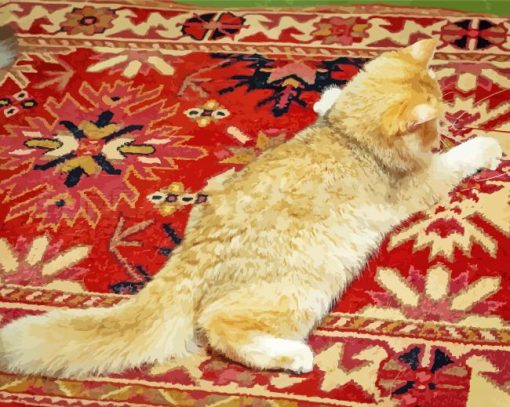 Cat With Oriental Rug paint by number