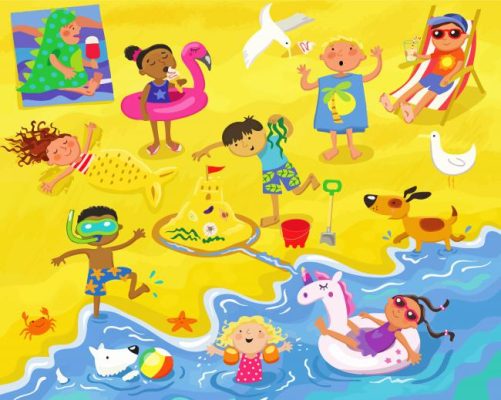 Children At The Seaside paint by number