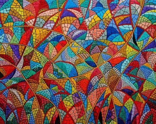 Colorful Abstract Spiderweb paint by number