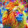 Colorful Abstract Lion Head paint by number