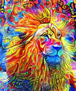 Colorful Abstract Lion Head paint by number