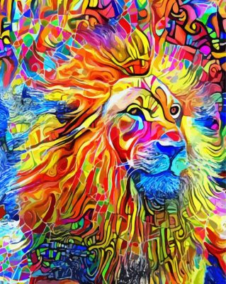 Colorful Abstract Lion Head paint by number