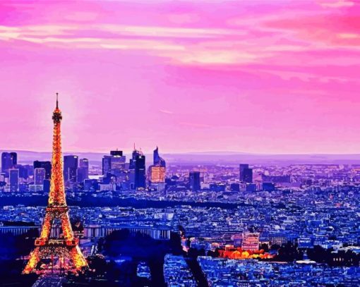 Colorful Paris Sunset Paint by number