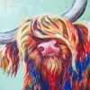 Colourful Highland Cow paint by number