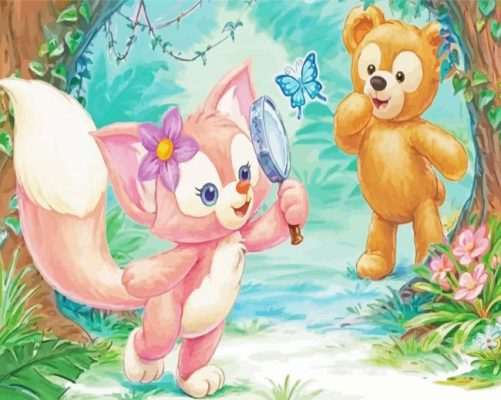 Disney Duffy Bear And Linabell paint by number