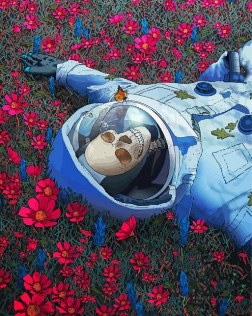 Floral Astronaut Skull paint by number