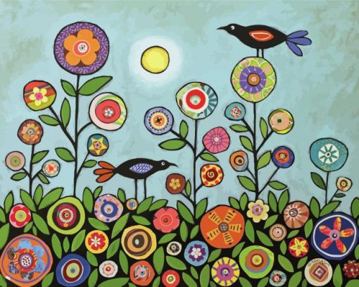 Flower Show And Bird paint by number