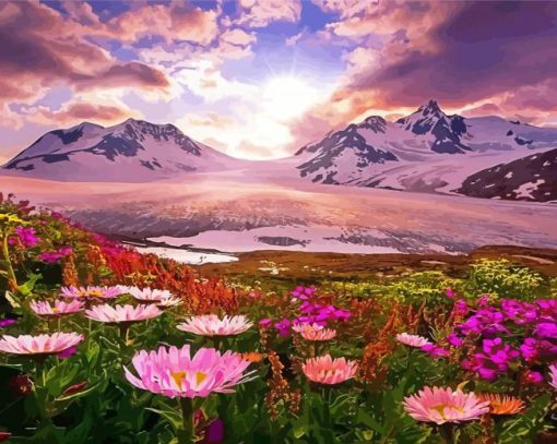 Flowers And Mountains paint by number